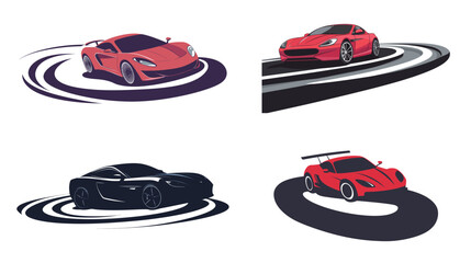 A sleek sports car speeding on a winding road, powerful and stylish vehicle in motion, high-performance automobile with dynamic wheels and vivid details