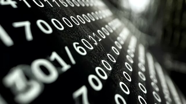 Abstract Binary Code on Dark Surface Background
