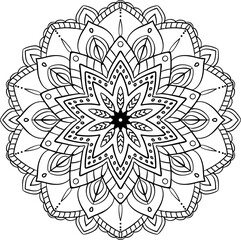 Black geometric round abstract mandala