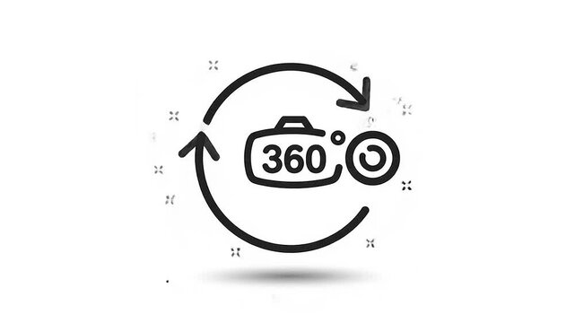 360-degree camera icon illustrating immersive photography technology with a rotating effect
