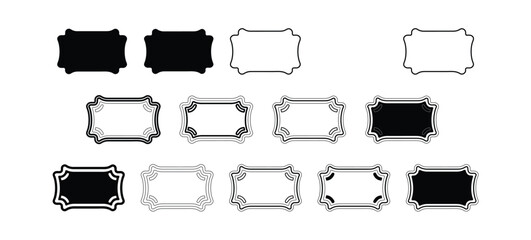 Obraz premium Vintage Ornamental Frame Set Black and White Outline Labels Vector Collection