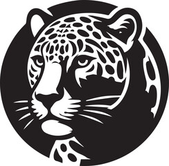 Black and White Jaguar Vector Illustration – Minimalist Wild Cat Silhouette Art	
