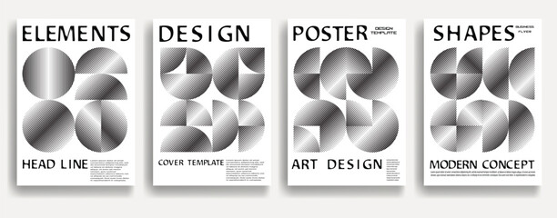 Modern posters . Vector design composition with various geometric shapes . Abstract contemporary art . Vector art ideal for media, ads, covers, brochures, banners
