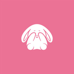 cute rabbit crying illustration logo