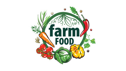 Vector logo of farm products, hand-drawn
