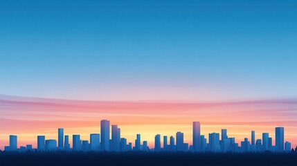 Fototapeta premium Cityscape Silhouette Against Vibrant Sunrise with Colorful Sky Background