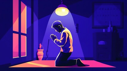 Man praying in home