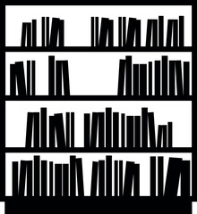 Illustration of bookshelf vector graphic illustration for library design and reading resources in black and white style vector