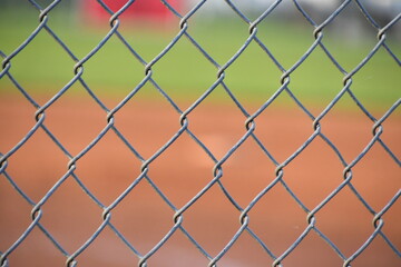 Fototapeta premium Chain Link Fence at a Baseball Field