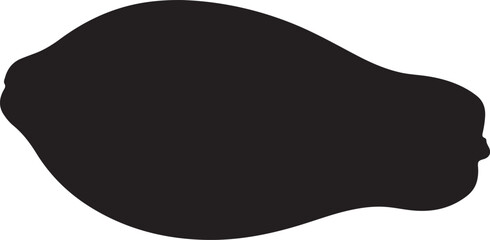 Black Silhouette of a Whole Papaya Fruit