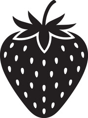 Simple Black and White Strawberry Icon Illustration