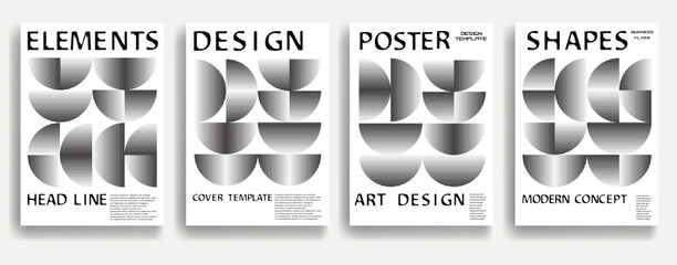 Modern posters . Vector design composition with various geometric shapes . Abstract contemporary art . Vector art ideal for media, ads, covers, brochures, banners
