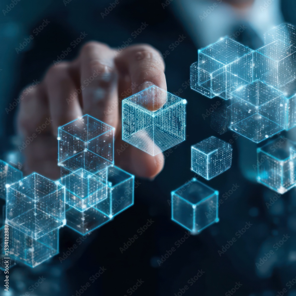 Poster How blockchain is shaping modern business solutions with improved transparency and efficiency.