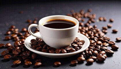 Fototapeta premium cup of coffee with beans