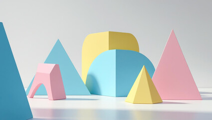 Playful geometric shapes in pastel