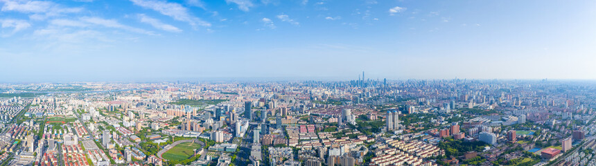 Aerial View Of WuJiaoChang on sunny day, Yangpu district, Shanghai.