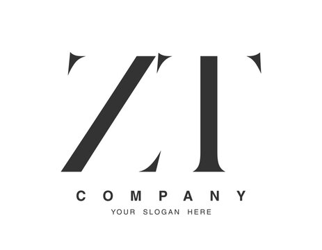 ZT logo design. Initial letter z and t serif font style. Creative classic company name typography. Trendy logotype or identity.