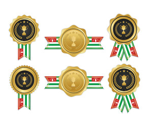 Golden award medal with abkhazia flag ribbons for winners