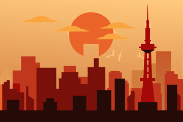 Obraz premium silhouette of a girl in the city