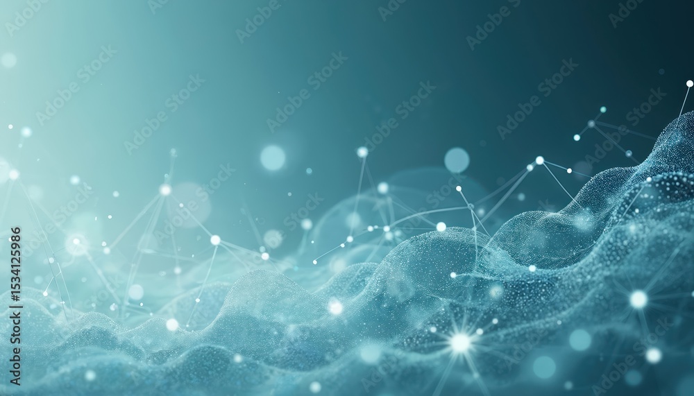 Poster abstract art of white and blue neurons and connections. three-dimensional render, digital art of ner