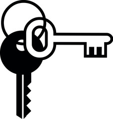 Illustration of keys vector illustration for security access and lock concepts in black and white minimalist style vector