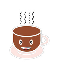 Happy Coffee Cup Cartoon Icon
