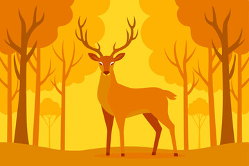 Silhouette of a woman on a chair, a deer nearby, and a winter night sky with a lone tree