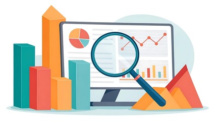 Data analysis and business intelligence visualization with charts and graphs
