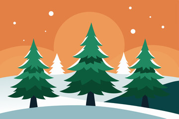 Obraz premium winter landscape with fir trees
