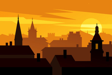 Naklejka premium silhouette of the city