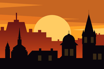 Obraz premium silhouette of the city at night