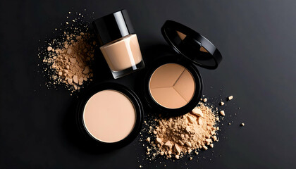 Elegant Makeup Essentials: Foundation, Powder, and Bronzer