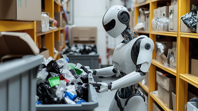 Robot sorting items in a warehouse setting