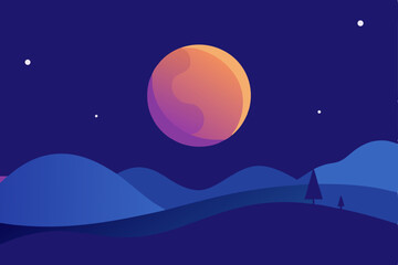 Naklejka premium night sky with moon