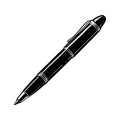 Illustration of black ink pen fountain pen writing instrument drawing tool for calligraphy and art design
