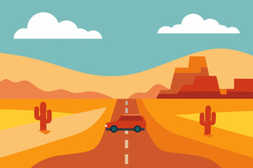 desert landscape with camels