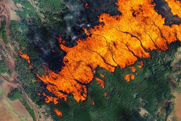 Fire in the forest, how it affects it. Satellite data shows what the fire did to the forest.