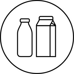 Illustration of milk bottle and carton vector icon illustration for dairy products and beverages design element and symbol vector