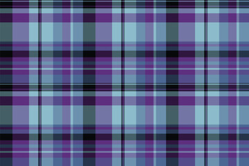 Repeat seamless vector texture, outside pattern textile tartan. Stroke plaid background check fabric in cyan and dark colors.