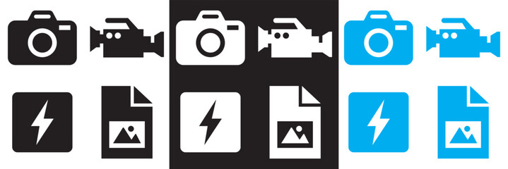 Photography  and  Image Editing Icon.  Camera, Photo, Picture Editing vector. Vector for websites, mobile interfaces, presentations, banner, visual branding etc. Vector illustration. EPS 10