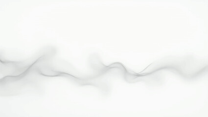 A soft, ethereal band of diffused light gray mist or smoke, gently undulating across a pure white background. The form is organic and flowing, with subtle shifts in opacity that create a delicate.