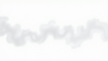 A soft, ethereal band of diffused light gray mist or smoke, gently undulating across a pure white background. The form is organic and flowing, with subtle shifts in opacity that create a delicate.