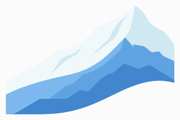 Blue winter mountain landscape vector illustration with a house, snow, and ice, depicting nature's cold beauty under a clear sky
