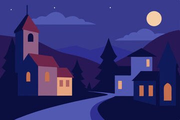 house in the night vector