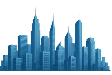 Obraz premium City skyline with modern skyscrapers and buildings isolated on transparent background.