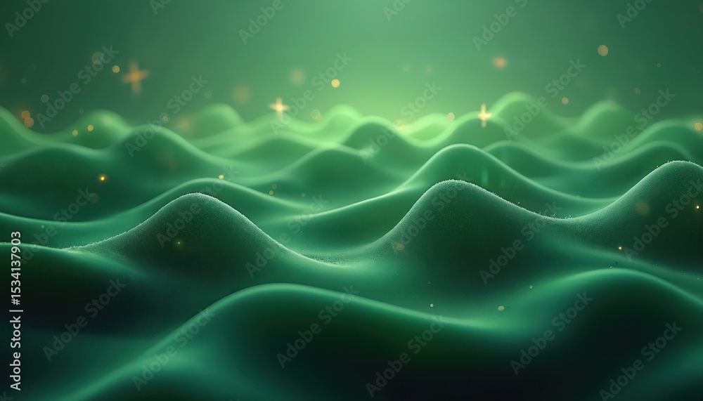 Aufkleber abstract digital art piece shows smooth green waves with luminous accents. perfect for backgrounds, 