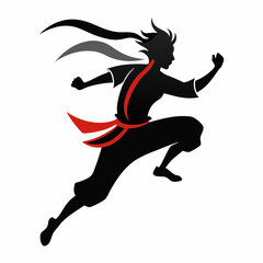 A silhouette image of a karate person