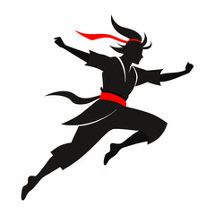 A silhouette image of a karate person