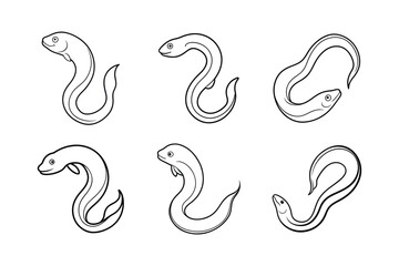 set of moray eel line art vector illustration