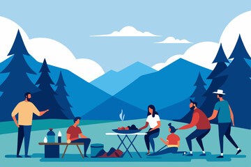 Naklejka premium camping in the mountains